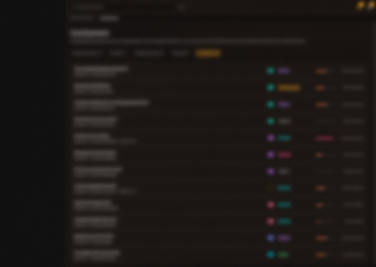 Obscured Catenane development preview with navigation hidden and interface details blurred.